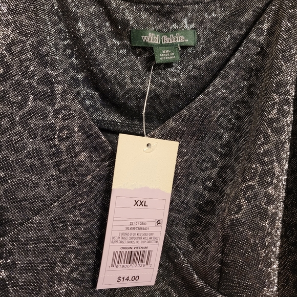 Wild Fable Metallic Silver Cheetah Print Top - Picture 5 of 7